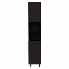 Sheffield 2-Door Pantry Cabinet; with Two 2-Cabinet Spaces and Two Open Shelves
