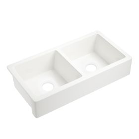 37 Inch Farmhouse Kitchen Sink, Apron Front Kitchen Sink Single Bowl White Fireclay Porcelain Ceramic Farm Kitchen Sinks 37"L x 19"W x 8"H