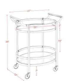 ACME Lakelyn Serving Cart, Black Nickel & Clear Glass 98191