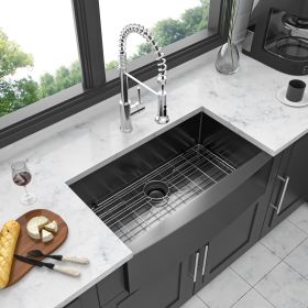 33 Gunmetal Black Farmhouse Sink - 33 Inch Kitchen Sink Stainless Steel 16 gauge Apron Front Kitchen Sink