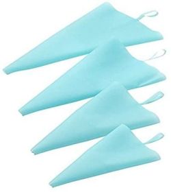 Set of 4 Sizes Pastry Bag Set Silicone Blue Color Reusable Icing Piping Bag Baking Tool Cookie Cake Decorating Bag (Color: Blue, Quantity: 4-Pc)