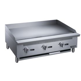 36" Griddler (24" Depth)  3-Burner Commercial  Griddle in Stainless Steel  with 4  legs (Color: Silver, Material: Stainless Steel)